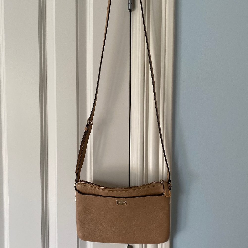 Coach tan leather cross-body bag